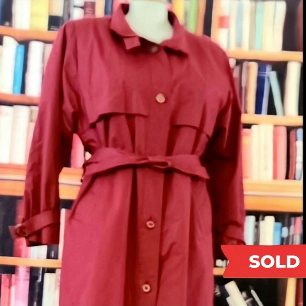 Vintage London Fog Red Trench Coat | Women’s 8 Petite | Zip-In Thinsulate Liner